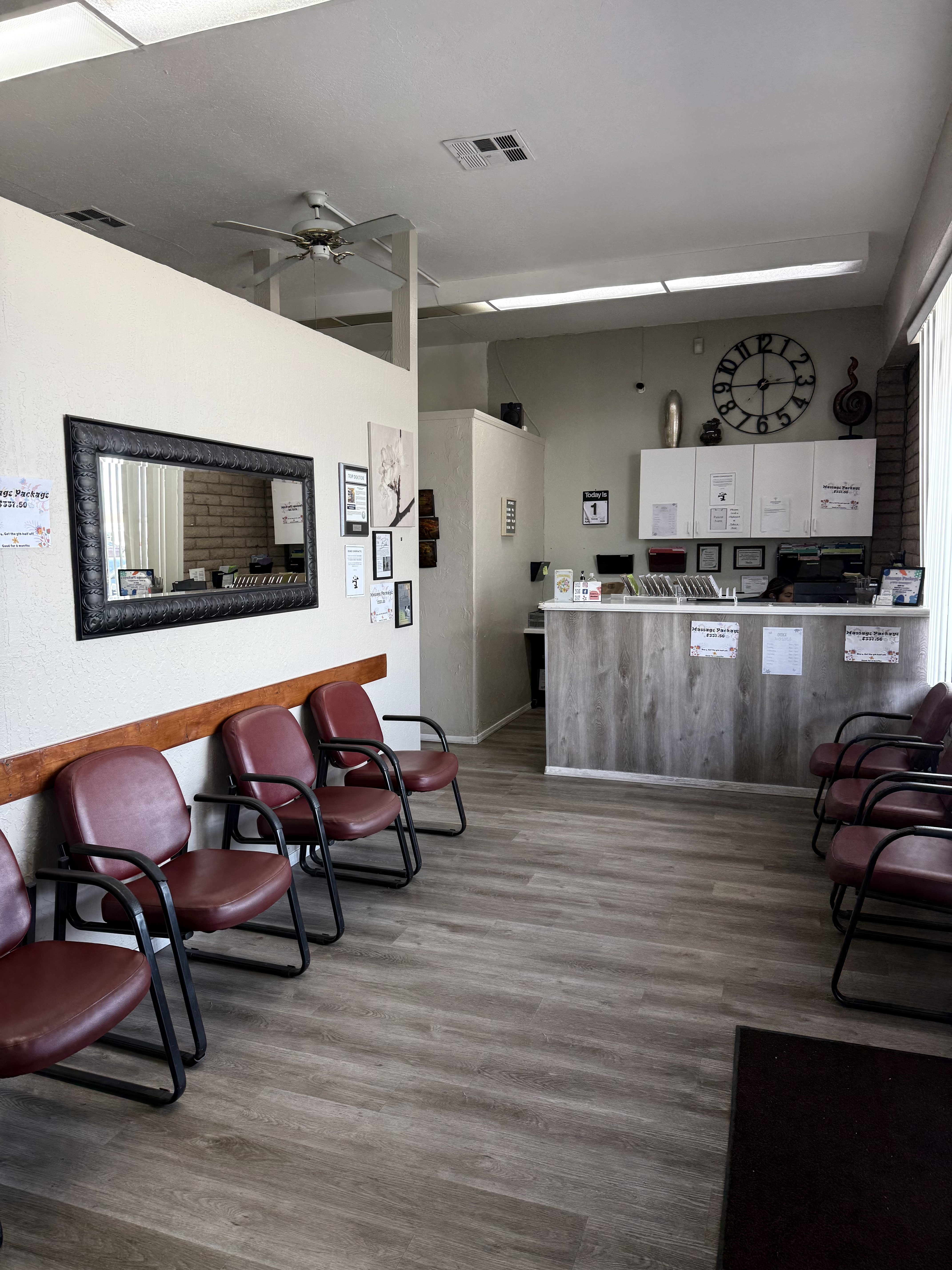 Clinic reception area wider view